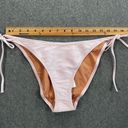 J.Crew  Pink Ribbed Curved-waist Cheeky String Bikini Bottom Women's Large BE805 Photo 6