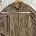 Vintage Western Leather Fringe Poncho Jacket Cape Size M Photo 8