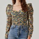 ASTR  the Label NWT Floral Ruched Puff Sleeve Crop Top in Medium (6-8) Photo 0