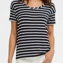 Draper James  Navy Blue & White Stripe Short Sleeve T-Shirt L Photo 0