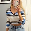 Y2K Stripe Cropped Sweater Size M Photo 0