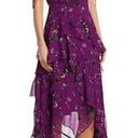 Tanya Taylor  Tiered Silk Handkerchief Dress Purple Floral Photo 0