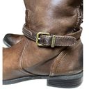 Gianni Bini  Steampunk Size‎ 5.5 Knee  Boots Low Heel Brown Leather Wrap Strap Photo 3