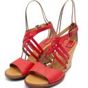 Kork-Ease  Adelaide Corallo Leather Strappy Wedge Sandal Tomato Red Orange Size 8 Photo 4