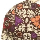 Anne Klein VINTAGE Floral Silk Top Blouse Long Sleeve Metal Button Front Retro Brown Size 4 Photo 7