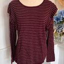 a.n.a  Burgundy & Grey Striped Sweater Long Sleeve Ruffle. Photo 3