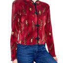 Dress Barn Retro Y2K  Red & Black Japanese Floral Blouse Photo 0