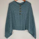 J.Jill Spruce Blue Cozy Cable-Knit Asymmetric Cotton Blend Poncho Sweater Sz S/L Photo 1