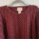 JACK  Winter Sweater Handmade Burgundy Crew Neck 
Puff Sleeve Cable Knit Sz L GUC Photo 1