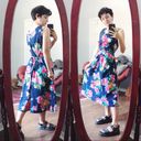 vintage • 90s Walden floral midi dress navy blue cotton jumper pink flower print Size M Photo 11