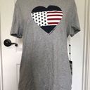 Tommy Hilfiger  Womens T-Shirt Heart America Flag Graphic Short Sleeve Gray Large Photo 0