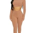 Naked Wardrobe Size XS Snatched Down Leggings Tan Ribbed V Cut High Rise NEW Photo 0