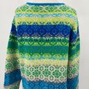 J.Jill  Pullover Sweater Fair Isle Stripe Patterned Crewneck Blue Green Womens XL Photo 5