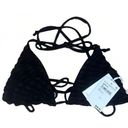 Good American NWT  Black Jacquard Wave Check Tiny Ties Bikini Top Size X-1 Photo 1