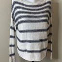 Vince Linen Striped Sweater Pullover Scoop Neck Loose White Blue Sz Small Top Photo 0