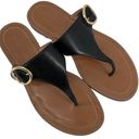 Coach  leather thong sandals Leslie Flat Slip On Casual Logo Black tan Size 8 Photo 1