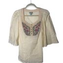 Tracy Reese Plenty by  SZ 2 embroidered front cream blouse Photo 0