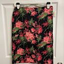 Talbots  Sz 8 Black w/ Pink and Green Floral Print Pencil Skirt Straight NWT Photo 0