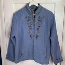 Vintage Blue Icelandic Design  Wool Floral Embroidered Jacket Cardigan Sz M Photo 0