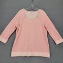 Christopher & Banks Christopher Banks Pink Shirt Preppy Stripe Classic 3/4 Sleeve Knit Womens Size L Photo 1