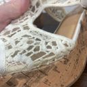 American Eagle  Women's Ivory Lace Peep Toe Cork Wedge Sandals White Size 8 WIDE Photo 10