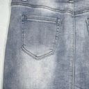 Bamboo  Mini Blue Denim Distressed Fringe Hem Jean Skirt Jr’s Size 11 Photo 9