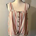 Sonoma  Linen Blend Striped Square Neck Tie Tank Size Large Stripes Striped Pink Photo 0