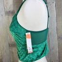 Colsie Size Medium Green Velvet Checkered Crop Top Bralette W/Adjustable Straps Photo 3