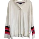 Tommy Hilfiger  Rainbow Striped-Sleeve Sweater V-Neck Pullover SZ M NWOT Photo 1