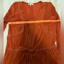 Ro & De  Embroidered Orange Ruffle Long Sleeve Top - Size S Photo 4