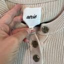 Aerie  Oversized Button Sweater Soft Oat Beige Cream Beachy Textured Knit XS Photo 5