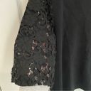 Loft Ann Taylor  Black Thick Cropped Lace Short Sleeve Top Women’s Size S Photo 4