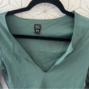 BDG  Teal Ribbed Long Sleeve Crop Tee Photo 1