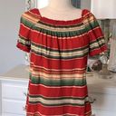 CHAPS  Top Cotton Shirt Womens Medium Red Green Beige Earthy Flowy Photo 1