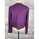 Talbots  Rib Knit Crop Button Front Cardigan Women Sp Purple Long Sleeve Cotton Photo 2