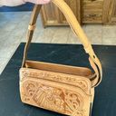 Vintage Tooled Leather Shoulder Bag Native American Wolf Chief Purse Handbag Tan Photo 2