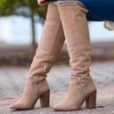 Vince Camuto Leather Suede Madolee Western Over Knee Boots 7 Taupe Tan Cowboy Photo 2