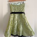 Jessica McClintock vintage green formal embroidered tulle mini dress with belt Photo 4