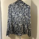 St. John  Top Silk Button Up Long Sleeves Blue and White Size 2 *small stain Photo 4