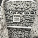 PINK - Victoria's Secret Victoria’s Secret PINK Women’s Pullover 1/4 Zip Gray Sherpa Jacket Size Small Photo 4