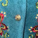 Bob Mackie Vintage  Wearable Art Embroidered Floral Fleece Jacket Photo 3