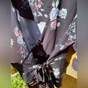 City Chic  Size 18 Womens Wrap Top Black Floral Ruched Sleeve Blouse Photo 4