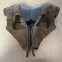 Eileen Fisher  Gray Brown Leather Lagenlook Coastal Minimalist Stacked He… Photo 5