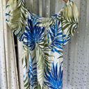 Papaya One  Hawaiian Floral Tropical Leaves On Off Shoulder Ruffle Peasant Top XL Photo 1