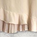 ZARA  Short Flutter Sleeve Blouse Womens M Pleated Ruffle Hem Beige Chiffon Flowy Photo 1