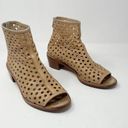 Loeffler Randall  Ione Beach Tan Leather Perforated Peep Toe Ankle Boots Shoes 6 Photo 2