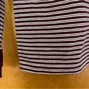 Talbots  Striped Metallic Ruffle Cuff Burgundy Long Sleeve Shirt Size Medium Photo 4