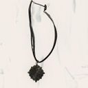 Coldwater Creek  Leather Chain Bronze Gold Silver Floral Motif Necklace Photo 2