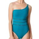 Bleu Rod Beattie Bleu by Rod Beattie Womens Ring Me Up One Shoulder Swimsuit Teal Size 4 NWT Photo 0