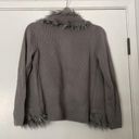 Alfani women PS gray faux fur trim cardigan sweater Photo 1